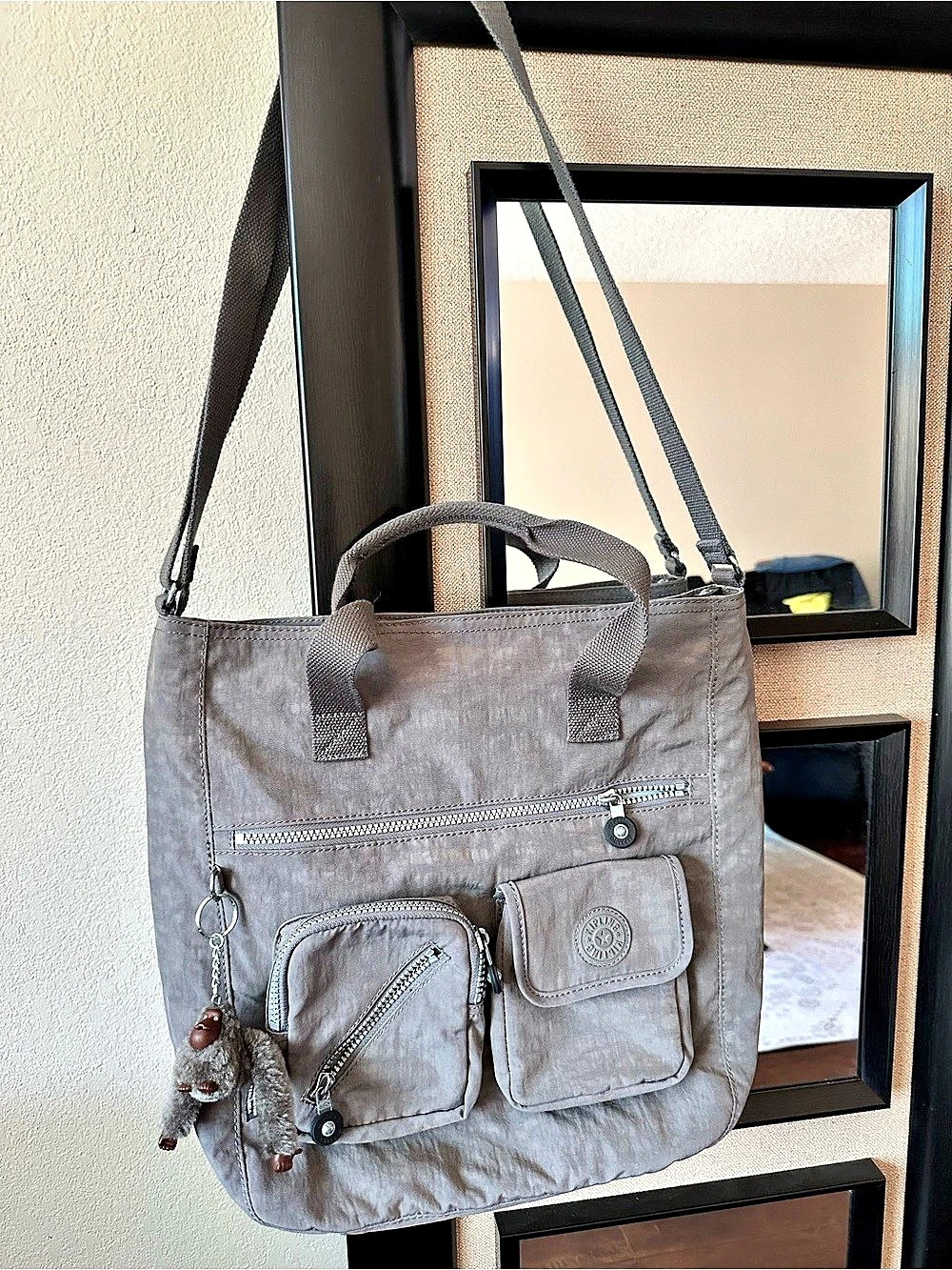 Kipling New Shopper L Convertible Tote Bag Gray